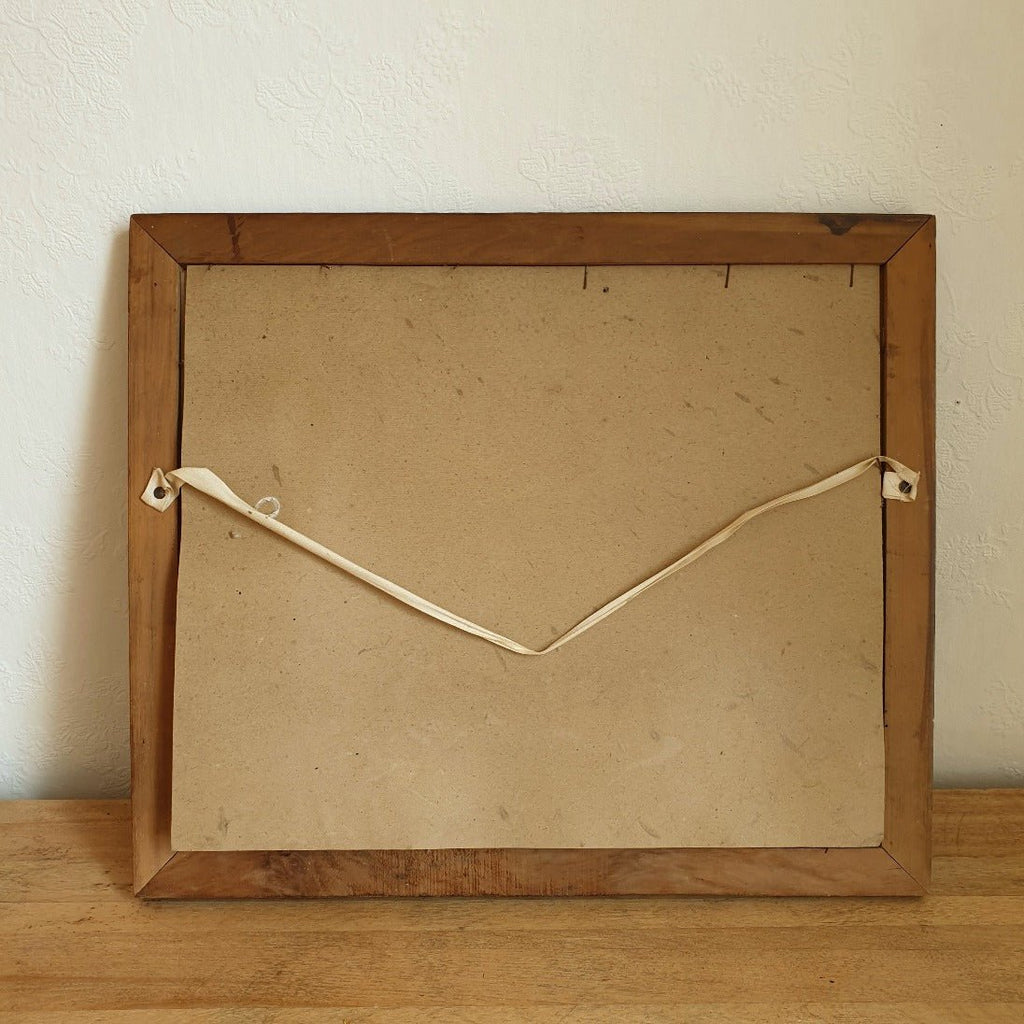 Grand cadre rectangulaire en bois sculpté et ciselé avec verre d'origine 48 x 42 cm - Hello Broc