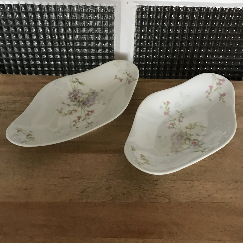 Lot de 2 raviers en porcelaine de Limoges Guérin & Co décor fleurs - Hello Broc