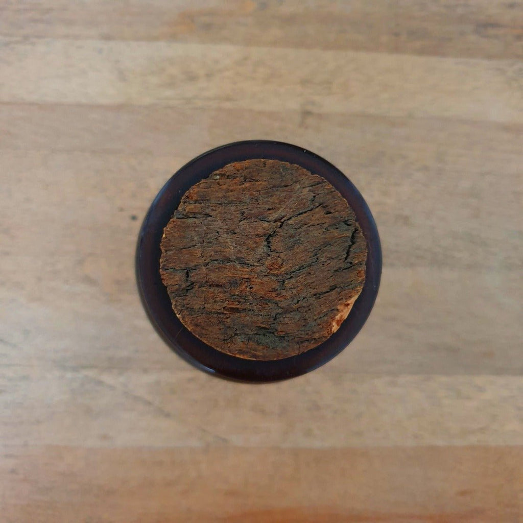 Lot de 3 petits bocaux style pot apothicaire en verre moulé ambré avec bouchon d'origine en liège - Hello Broc
