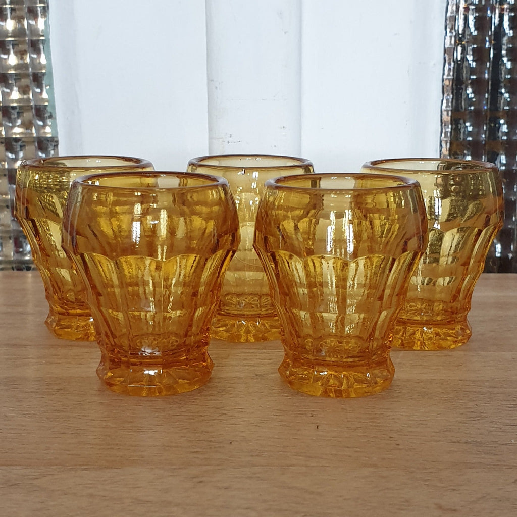 Lot de 5 verres à liqueur en verre moulé orange - Hello Broc