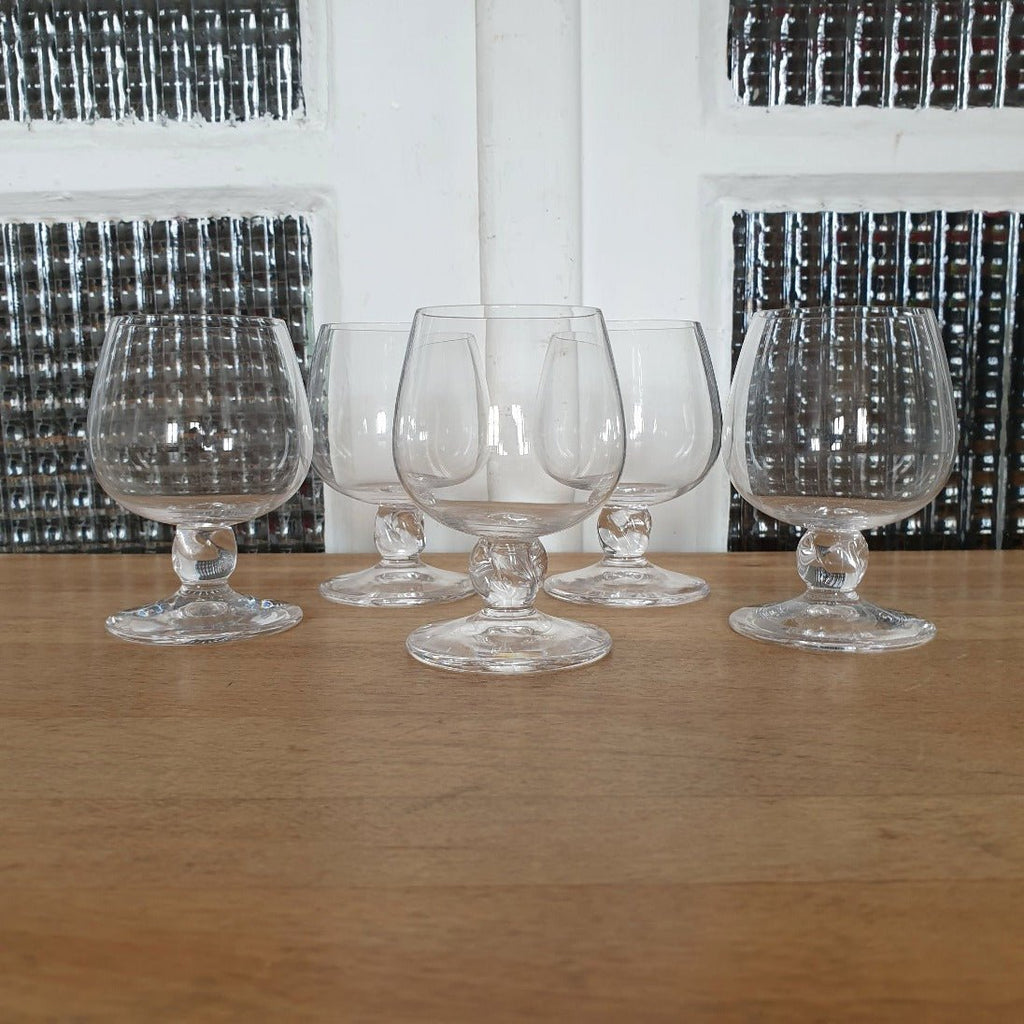 Lot de 5 verres ballon à cognac en cristal Daum France modèle Boléro - Hello Broc
