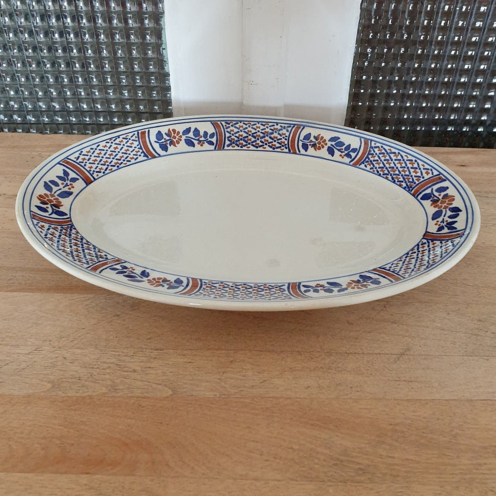 Plat ovale en faïence de Lunéville décor Rouennais - Hello Broc