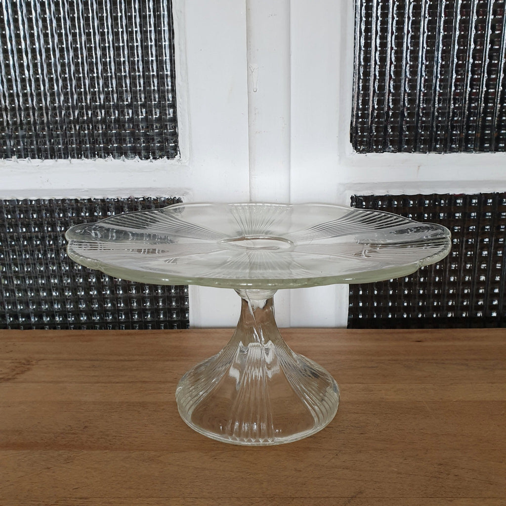 Présentoir à gâteau sur piédouche en verre moulé incolore - Hello Broc