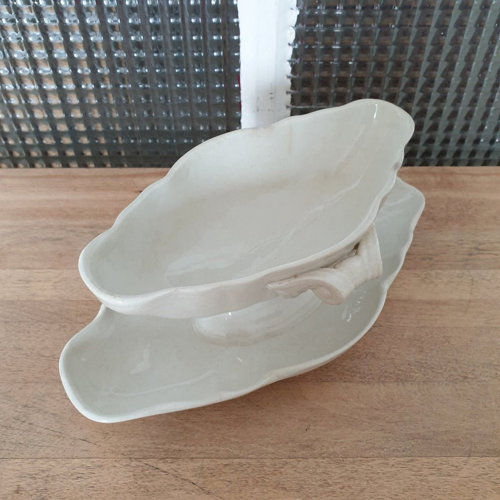 Saucière blanche en faïence fine China de Sarreguemines - Hello Broc