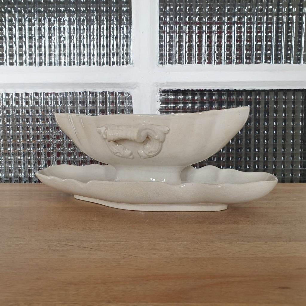 Saucière blanche en faïence fine China de Sarreguemines - Hello Broc