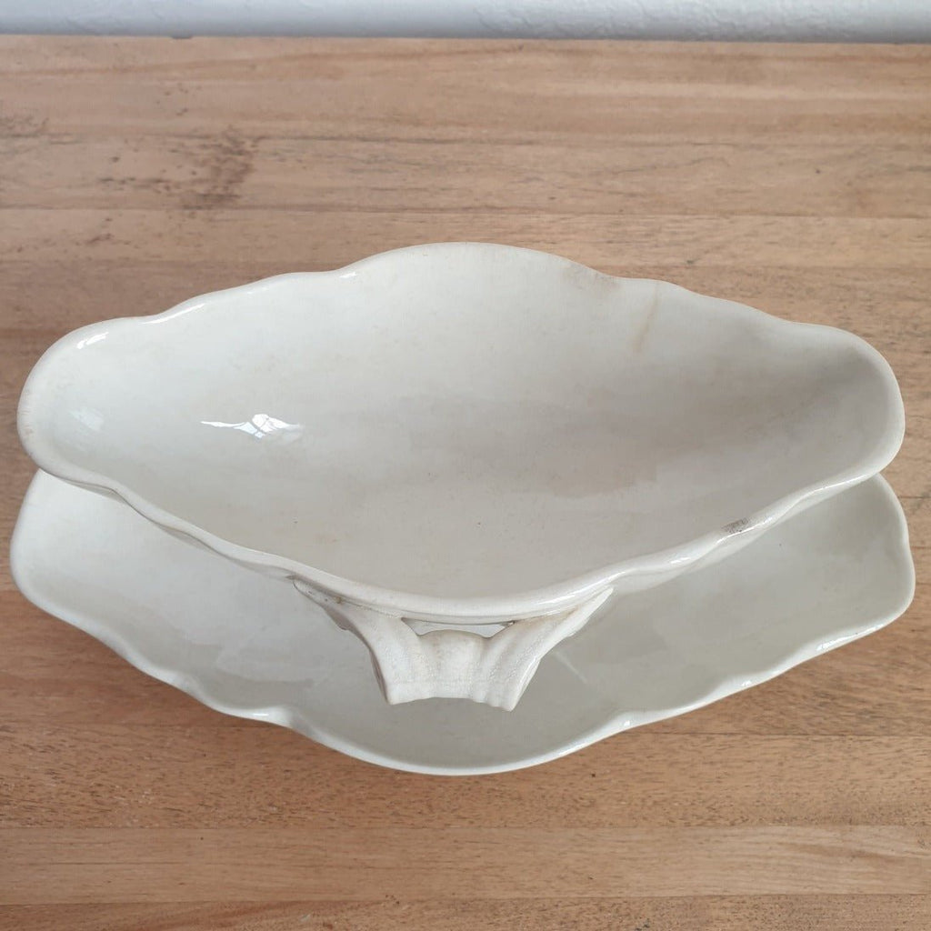 Saucière blanche en faïence fine China de Sarreguemines - Hello Broc