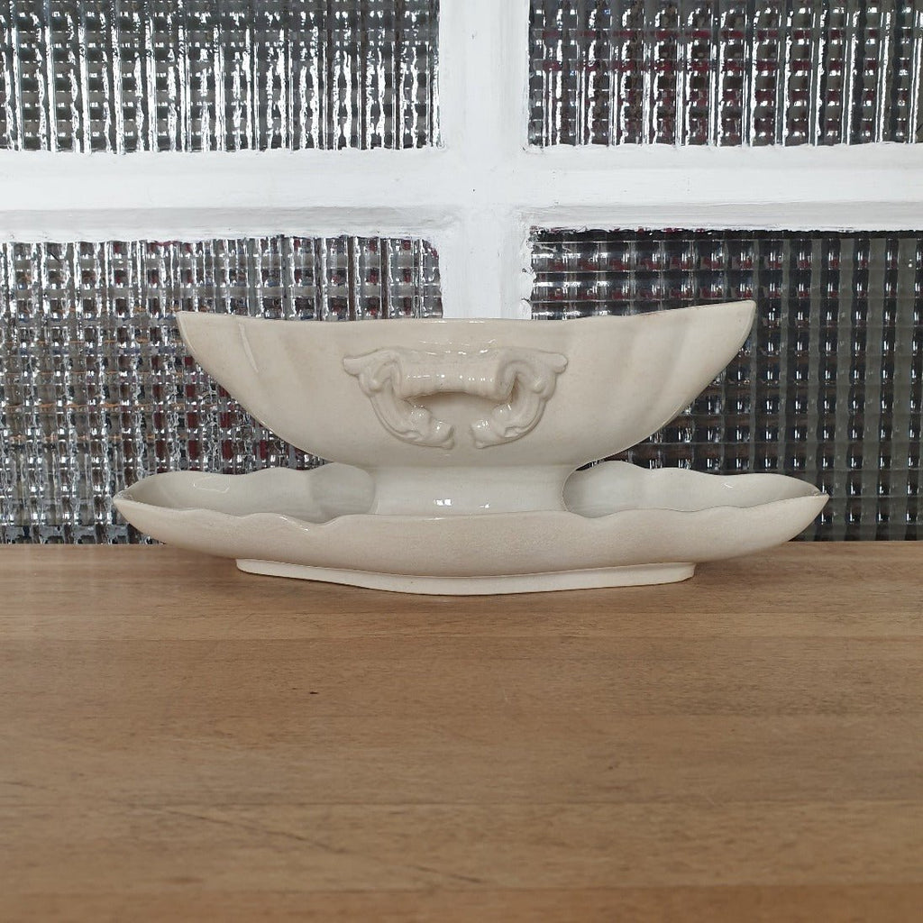 Saucière blanche en faïence fine China de Sarreguemines - Hello Broc