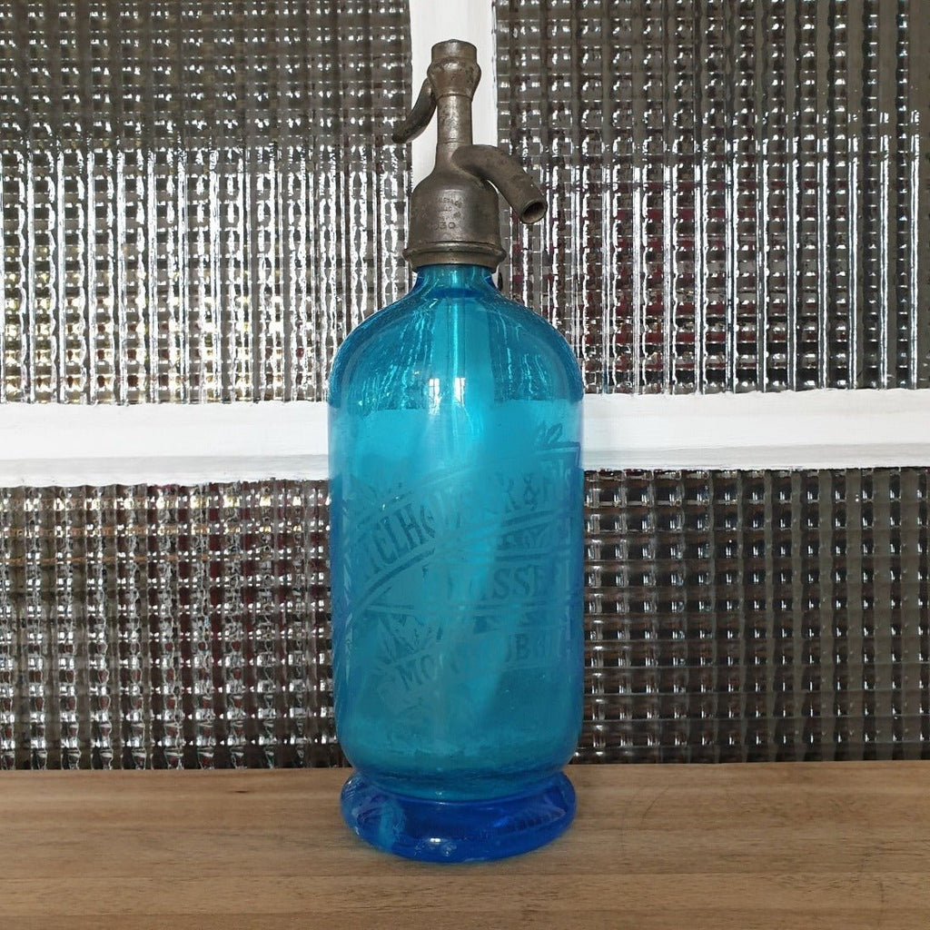 Siphon ancien bleu de la Brasserie G. Mittelhauser et Fils Montauban - Hello Broc