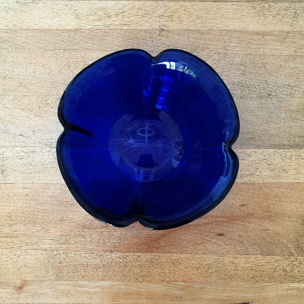 Lot de 6 coupes à fruit en forme de fleur en verre moulé bleu Italy par Hello Broc brocante en ligne