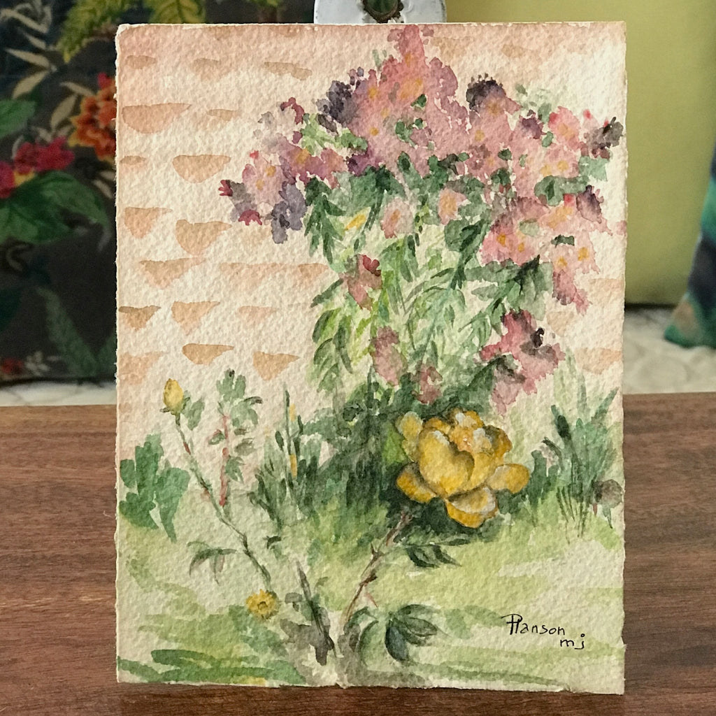 Charmante petite aquarelle de fleurs à encadrer format carte postale - Hello Broc