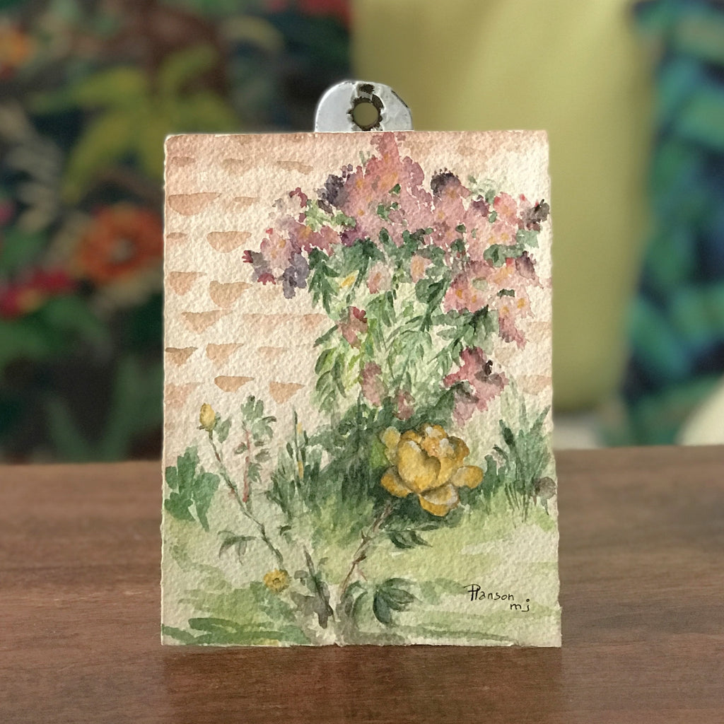 Charmante petite aquarelle de fleurs à encadrer format carte postale - Hello Broc