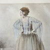 Illustration dessin original au crayon et pastel de E. Naudy (Alfred Renaudin) Circa 1920 - Femme découvrant son chien sur la coiffeuse par Hello Broc brocante en ligne