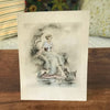 Illustration dessin original restauré au crayon et pastel de E. Naudy (Alfred Renaudin) - Femme au bord d'un étang avec son chien - Circa 1920 par Hello Broc brocante en ligne