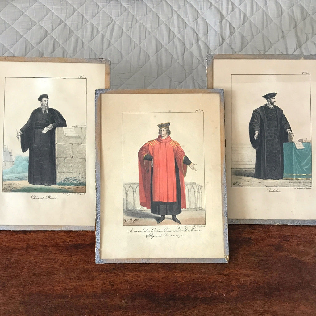 Lot de 3 impressions tirées de lithographies de François-Séraphin Delpech : Rabelais, Marot et Juvenel des Ursins par Hello Broc brocante en ligne