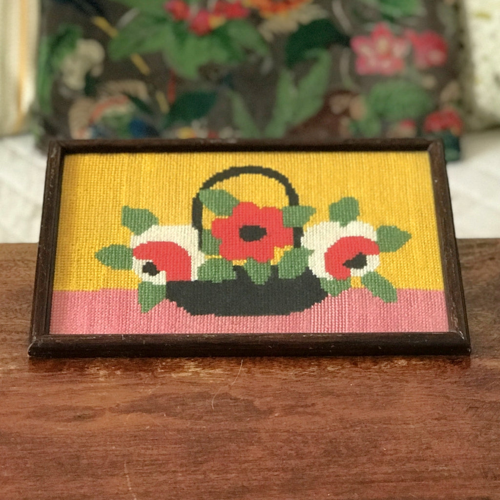 Petit canevas horizontal bouquet de roses de style Art Déco 27 x 17 cm par Hello Broc brocante en ligne