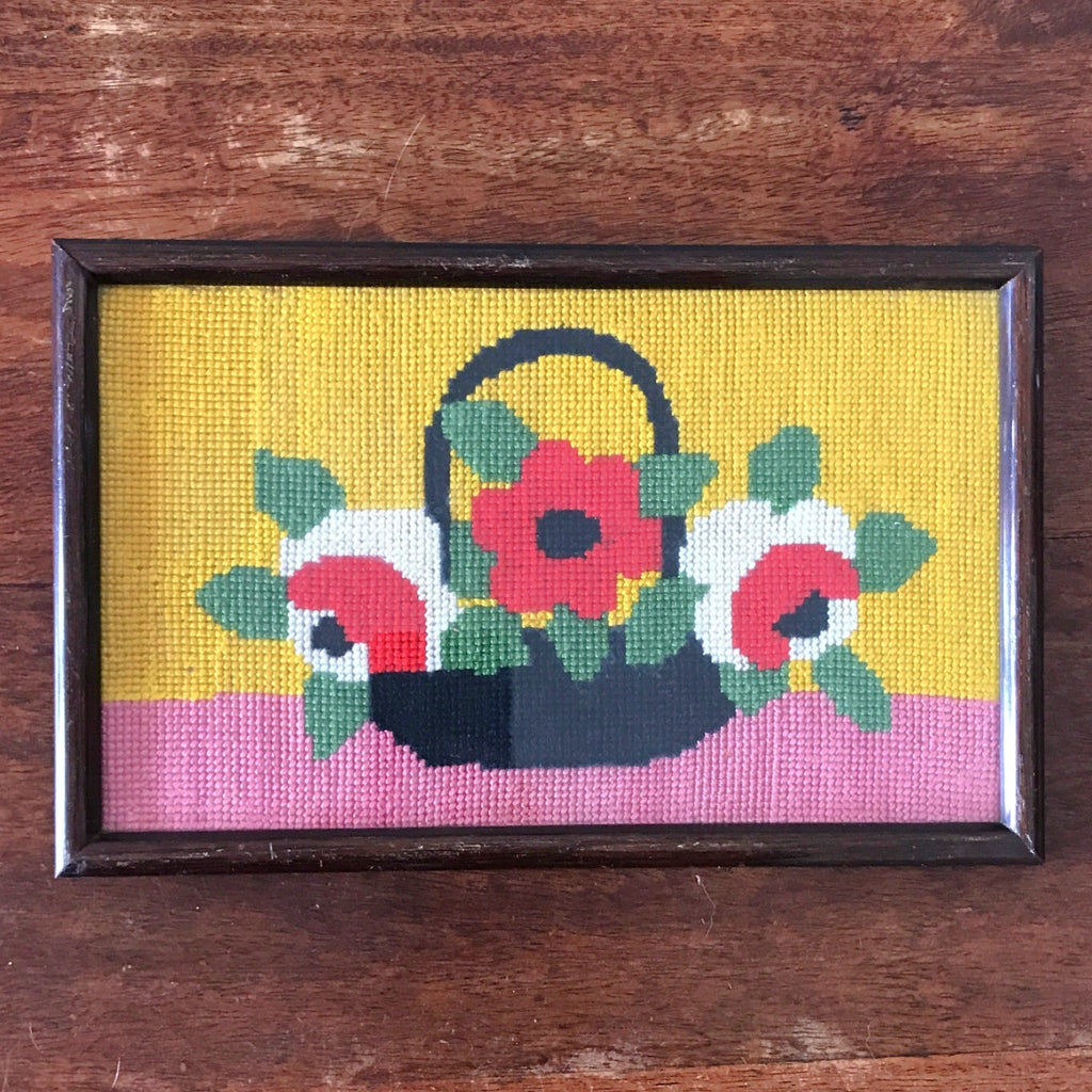 Petit canevas horizontal bouquet de roses de style Art Déco 27 x 17 cm par Hello Broc brocante en ligne