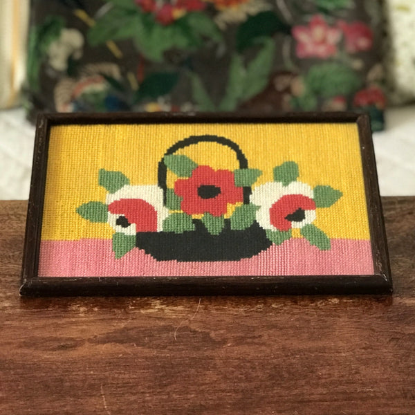 Petit canevas horizontal bouquet de roses de style Art Déco 27 x 17 cm par Hello Broc brocante en ligne