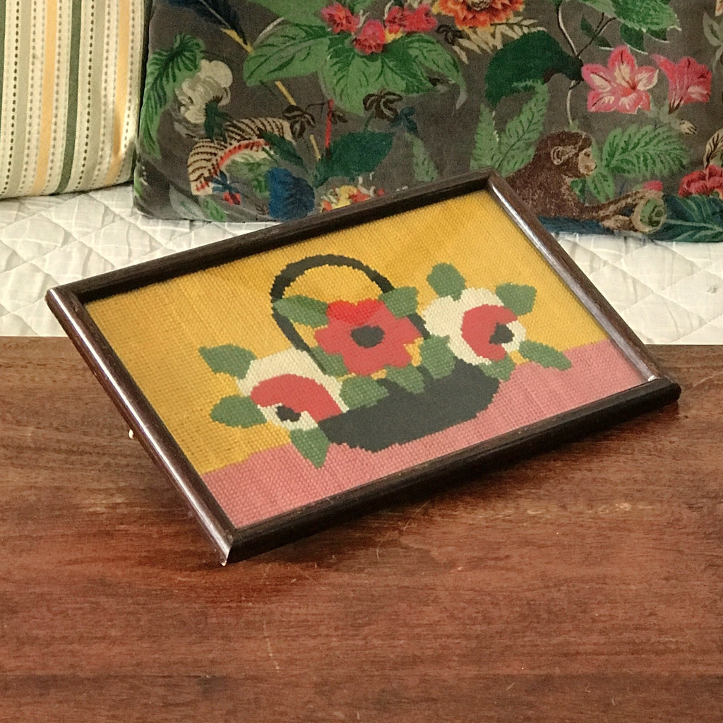 Petit canevas horizontal bouquet de roses de style Art Déco 27 x 17 cm par Hello Broc brocante en ligne