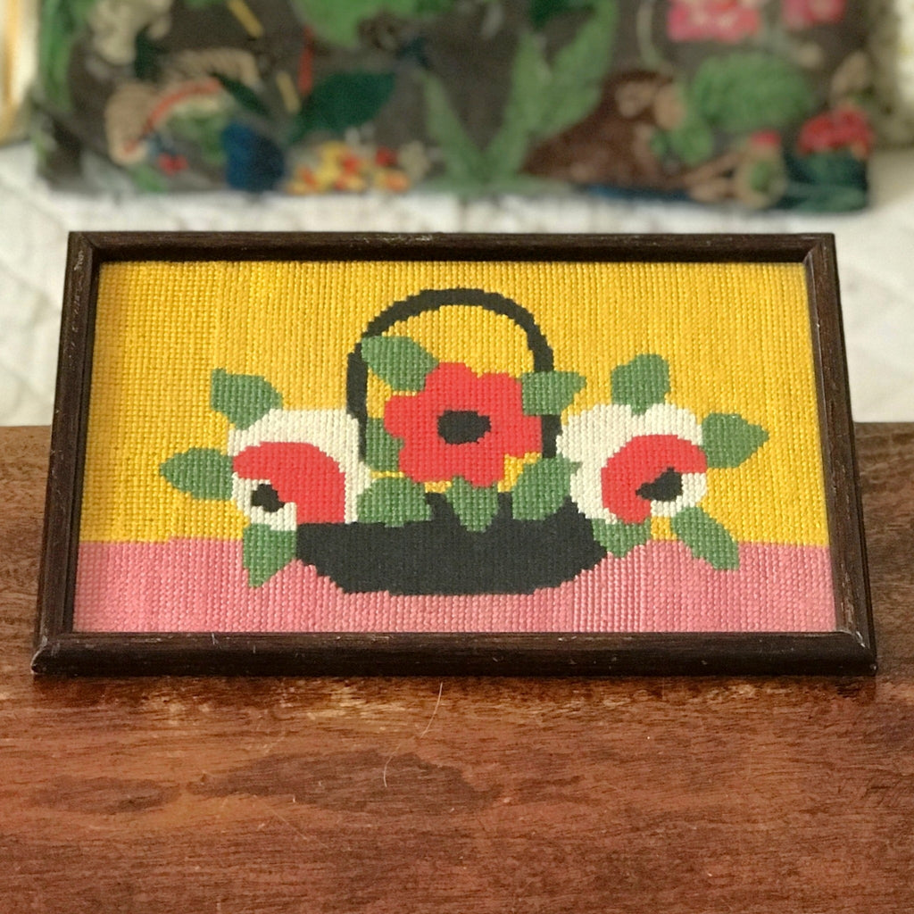 Petit canevas horizontal bouquet de roses de style Art Déco 27 x 17 cm par Hello Broc brocante en ligne