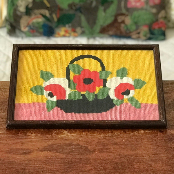 Petit canevas horizontal bouquet de roses de style Art Déco 27 x 17 cm par Hello Broc brocante en ligne