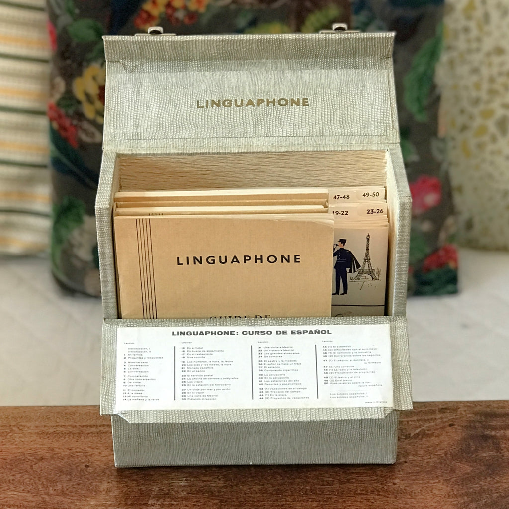 Coffret valisette vintage Linguaphone Espagnol 1961 par Hello Broc brocante en ligne