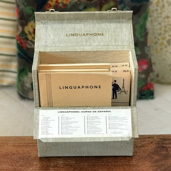 Coffret valisette vintage Linguaphone Espagnol 1961 par Hello Broc brocante en ligne