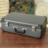 Valise vintage en carton 45 x 26 x 15 cm revêtement gris anthracite années 60 par Hello Broc brocante en ligne