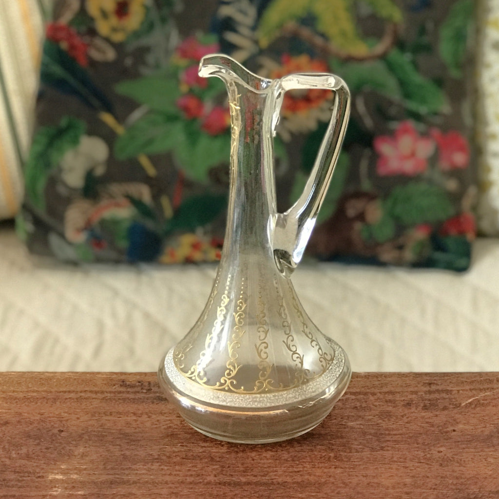 Petite carafe ou aiguière décorative au col long décorée à la main époque Art Nouveau par Hello Broc brocante en ligne
