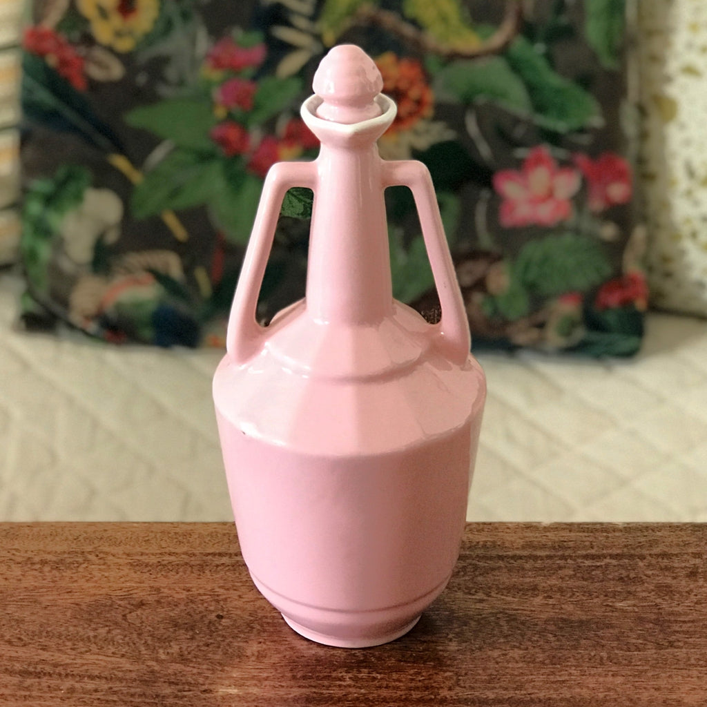 Carafon à double anse en céramique rose par Hello Broc brocante en ligne
