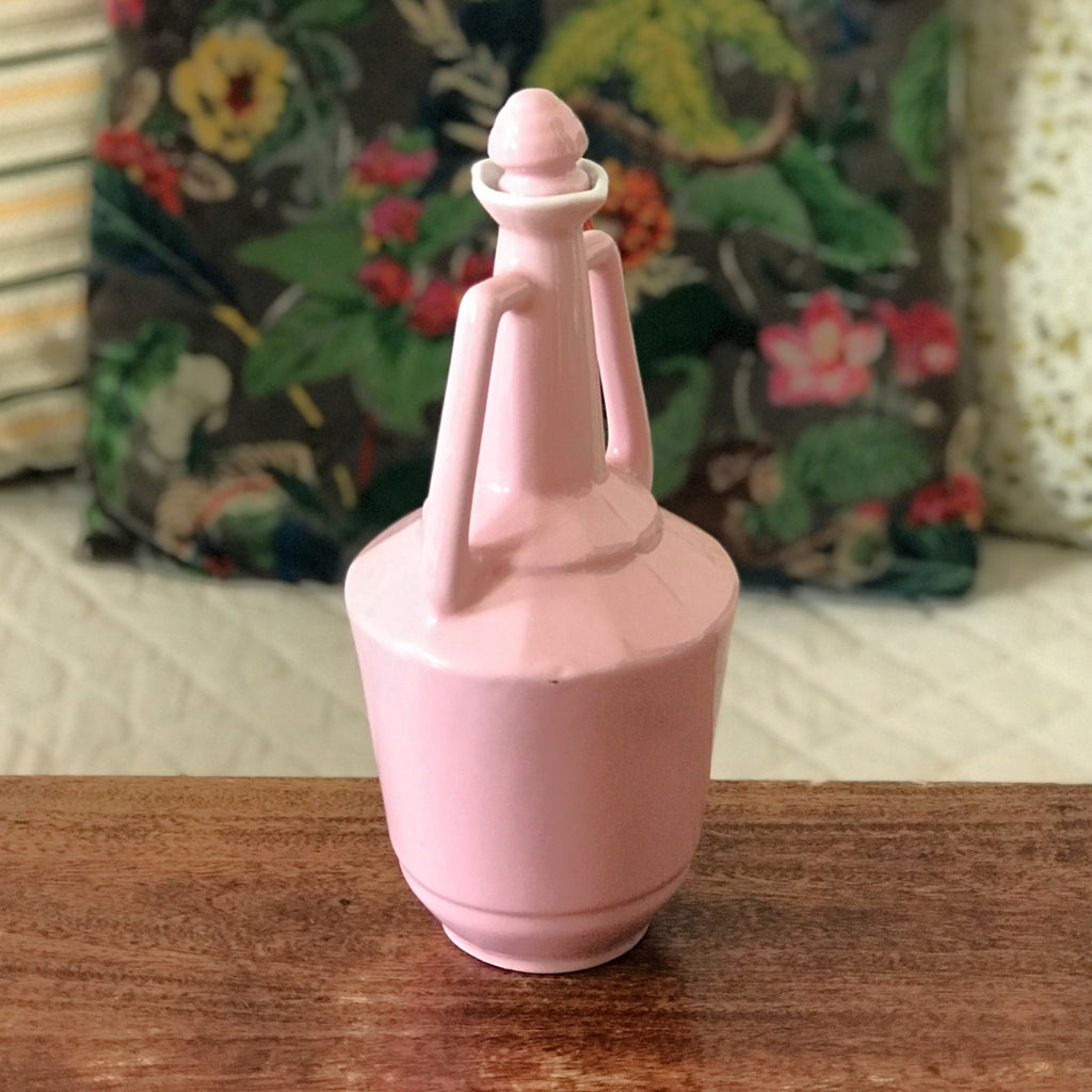 Carafon à double anse en céramique rose par Hello Broc brocante en ligne