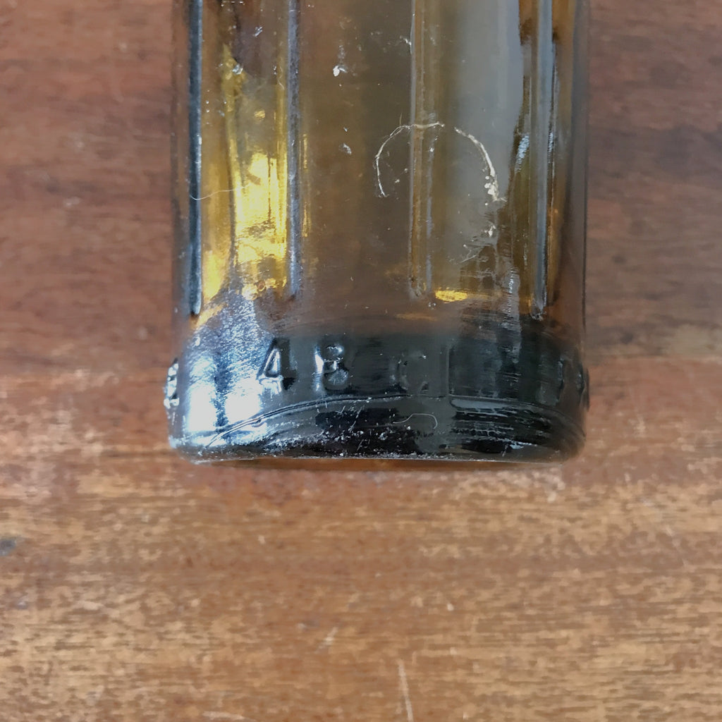 Ancienne bouteille de bière en verre moulé ambré de 48 cl brasserie à Revel France par Hello Broc brocante en ligne