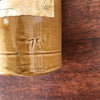Bouteille vintage en grès marron jaune moutarde Marc de Bourgogne 1967 par Hello Broc brocante en ligne
