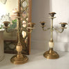 Paire de chandeliers à 3 branches en bronze doré, laiton et onyx Napoléon III par  Hello Broc brocante en ligne