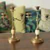 Paire de chandeliers à 3 branches en bronze doré, laiton et onyx Napoléon III par  Hello Broc brocante en ligne