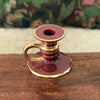 Bougeoir à main vintage en céramique vernissée bordeaux par Hello Broc brocante en ligne
