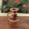 Bougeoir à main vintage en céramique vernissée bordeaux par Hello Broc brocante en ligne