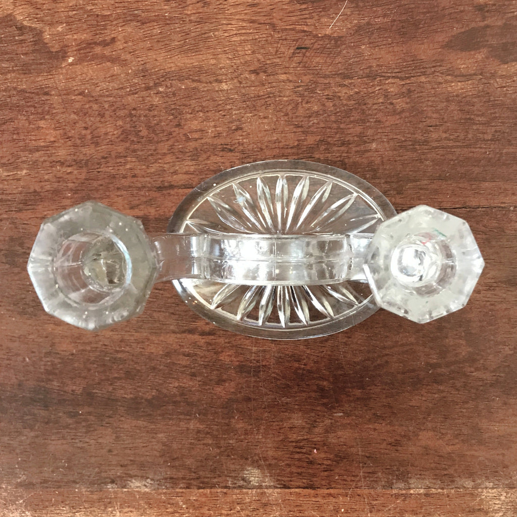 Bougeoir double vintage en verre moulé en forme de cor de chasse par Hello Broc brocante en ligne