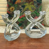 Paire de bougeoirs doubles en cristal Art Vannes France par Hello Broc brocante en ligne