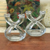 Paire de bougeoirs doubles en cristal Art Vannes France par Hello Broc brocante en ligne
