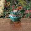 Boîte octogonale en céramique émaillée verte et bleue signée Alpho par Hello Broc brocante en ligne