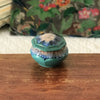 Boîte octogonale en céramique émaillée verte et bleue signée Alpho par Hello Broc brocante en ligne