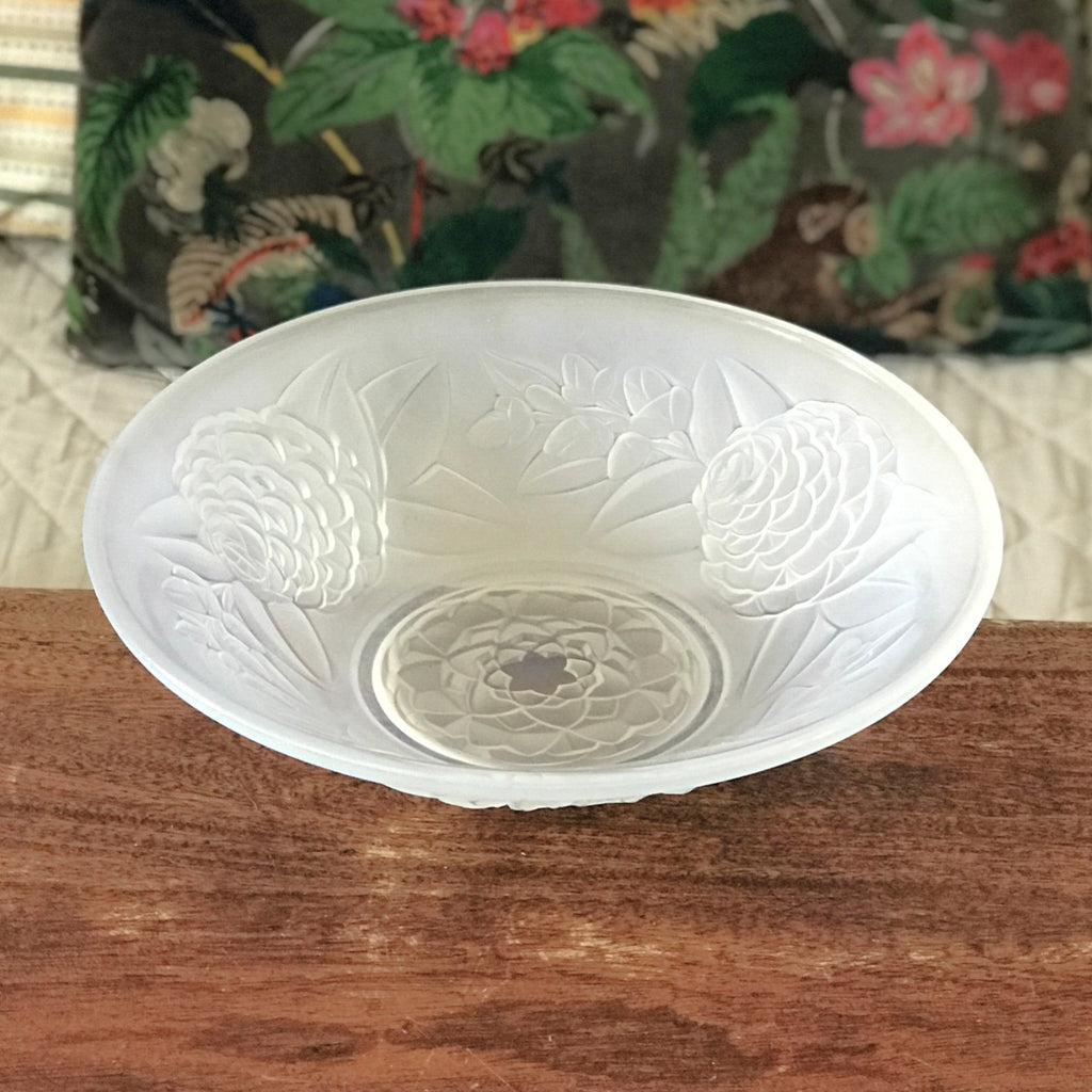 Grande coupe ou plat creux en verre dépoli dans le goût de Jacques Landier par Hello Broc brocante en ligne