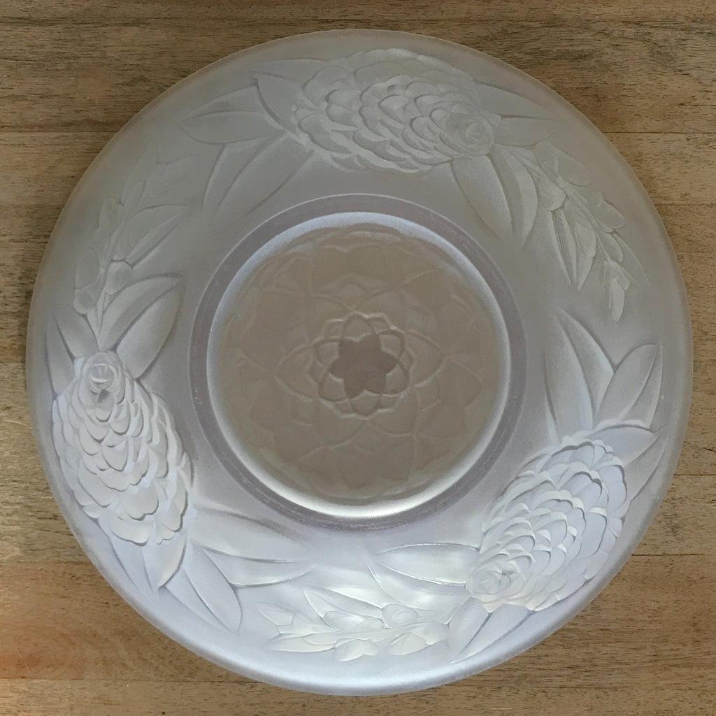 Grande coupe ou plat creux en verre dépoli dans le goût de Jacques Landier par Hello Broc brocante en ligne