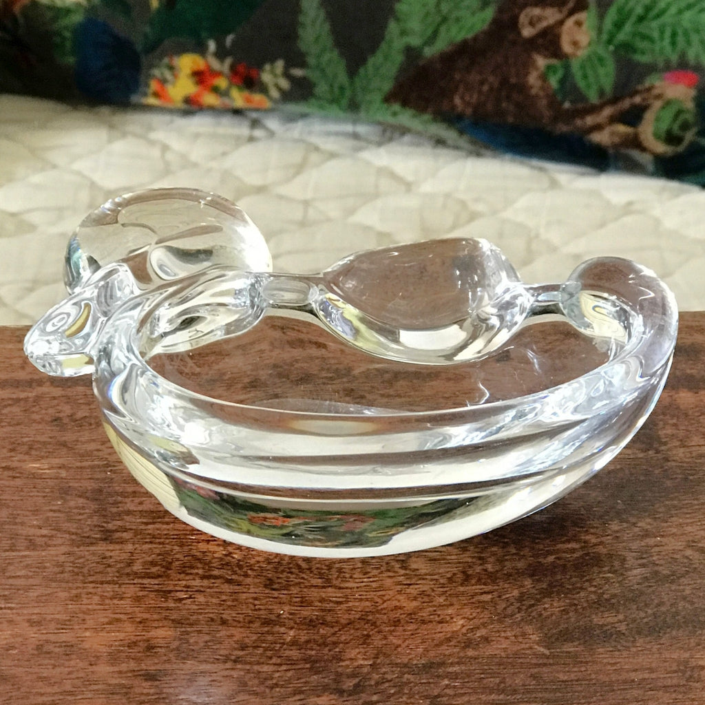 Cendrier zoomorphe canard en verre transparent par Hello Broc brocante en ligne