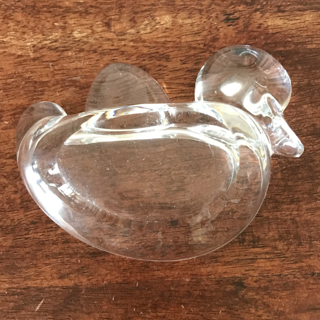 Cendrier zoomorphe canard en verre transparent par Hello Broc brocante en ligne