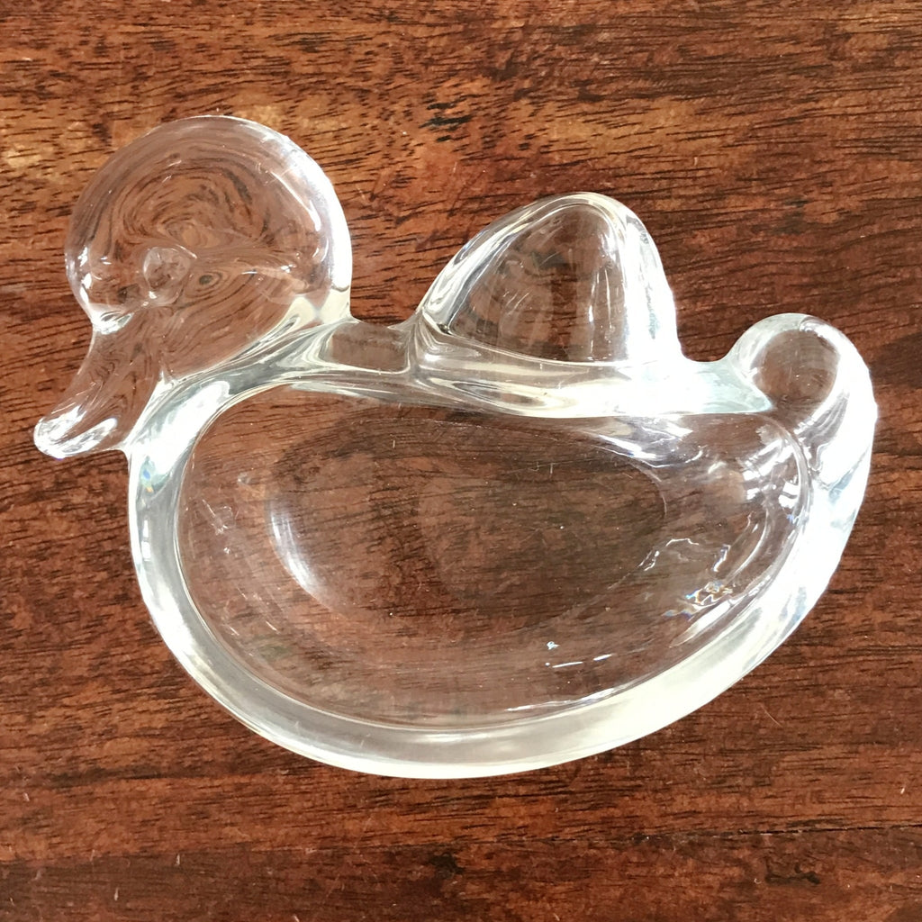 Cendrier zoomorphe canard en verre transparent par Hello Broc brocante en ligne