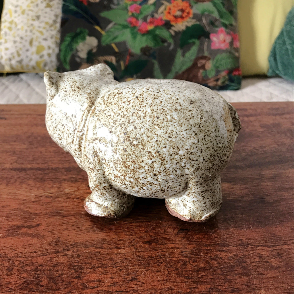 Hippopotame en terre cuite émaillé et mouchetée fait main - Hello Broc brocante en ligne