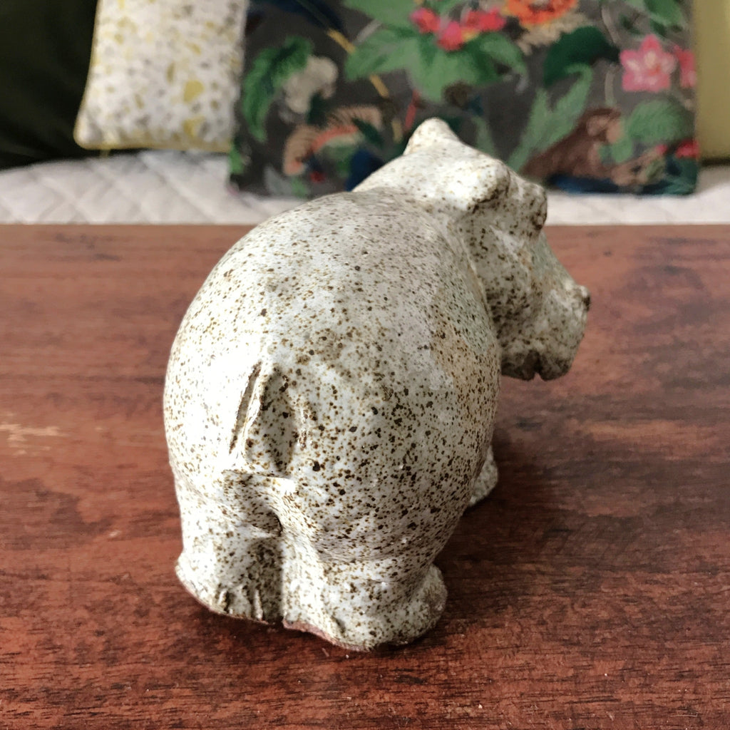 Hippopotame en terre cuite émaillé et mouchetée fait main - Hello Broc brocante en ligne