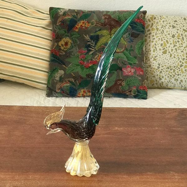 Oiseau coq ou faisan en verre soufflé de Murano par Hello Broc brocante en ligne