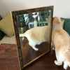 Miroir biseauté contour bois peint frise fleurs multicolores 55 x 45 cm par Hello Broc brocante en ligne